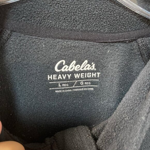 Cabela's Pullover Fleece Heavyweight Quarter Zip Thermal Jacket Black Sz Large - Picture 3 of 5